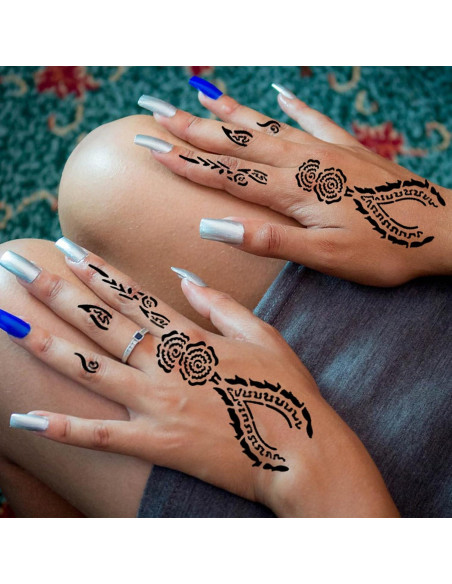 Kit de Plantillas de Tatuaje de Henna RoseNacht - 24 Hojas Temporales Kit de Plantillas de Tatuaje de Henna RoseNacht - 24 Hojas Temporales