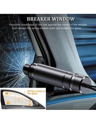 Rompeventanas y Cortador de Cinturón SDFNBRA Negro 2 en 1