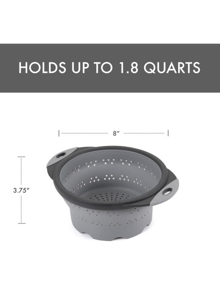Colador Plegable de Silicona Dexas 20 cm 1.7 L Gris Frío