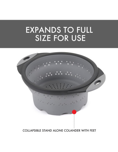 Colador Plegable de Silicona Dexas 20 cm 1.7 L Gris Frío