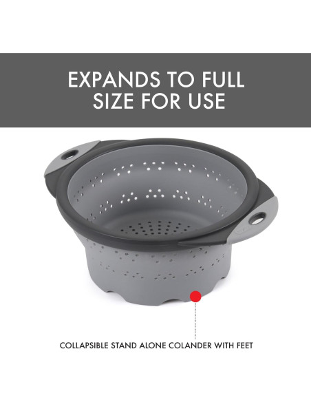 Colador Plegable de Silicona Dexas 20 cm 1.7 L Gris Frío