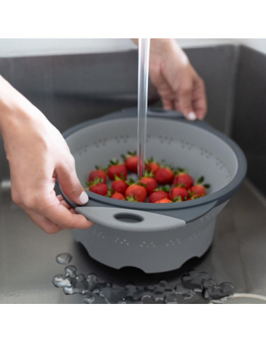 Colador Plegable de Silicona Dexas 20 cm 1.7 L Gris Frío