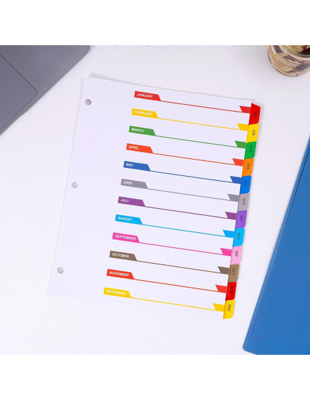Separadores Mensuales A4 Multicolor LE PAPILLION - 12 Pestañas
