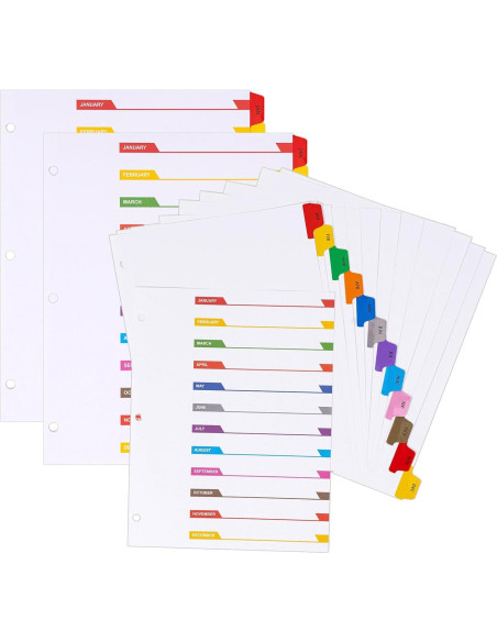 Separadores Mensuales A4 Multicolor LE PAPILLION - 12 Pestañas