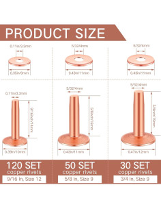 Remaches de Cobre y Arandelas Ripeng 400 Pcs 14-19 mm 2