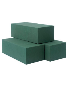 Paquete de 3 Bloques de Espuma Floral Verde Flofare 19.8x8.9x6.1 cm