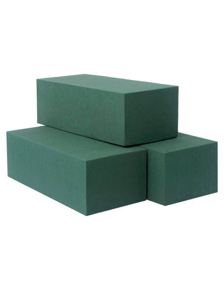 Paquete de 3 Bloques de Espuma Floral Verde Flofare 19.8x8.9x6.1 cm