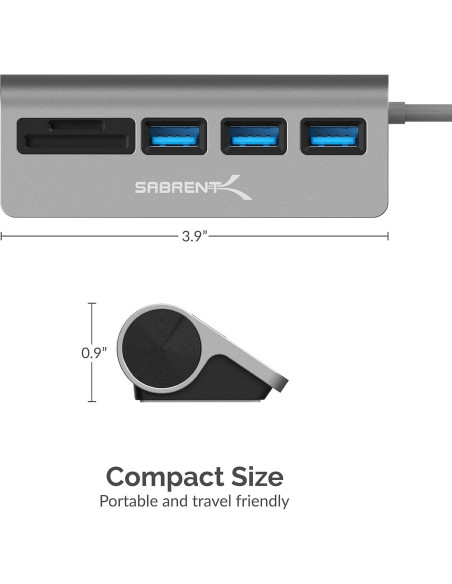 Hub USB-C 3.0 Sabrent 5-en-1 con Lector de Tarjetas SD