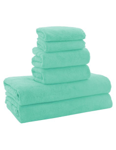 Juego de Toallas MOONQUEEN Microfibra Coral 6 Piezas Verde Aqua
