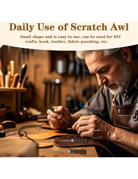 Kit de Agujas de Coser de Cuero ZXIIXZ - 3 Pcs con Mango de Madera