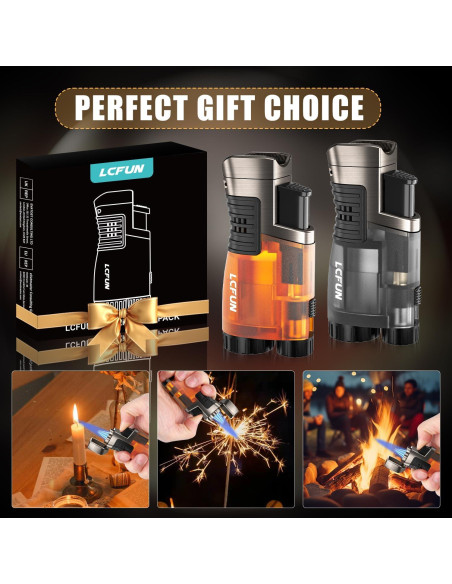 Encendedores LcFun 2 Pack Antorcha Triple Butano Ajustable