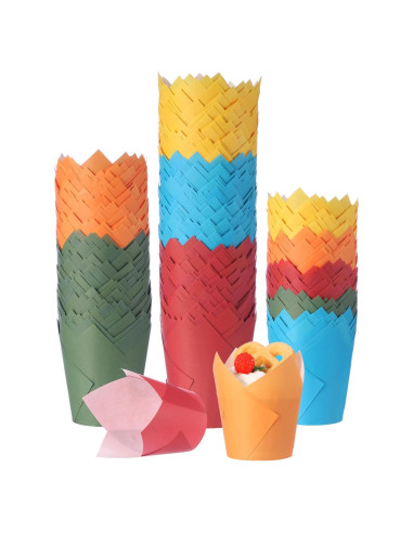 Havawish 500 Forros para Cupcakes Tulipán Coloridos Desechables