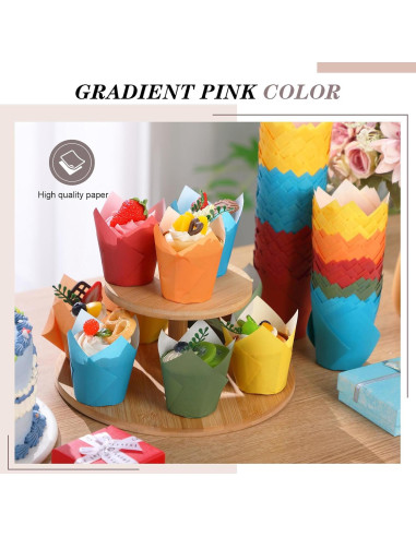 Havawish 500 Forros para Cupcakes Tulipán Coloridos Desechables