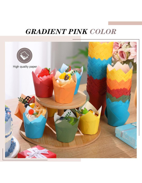 Havawish 500 Forros para Cupcakes Tulipán Coloridos Desechables