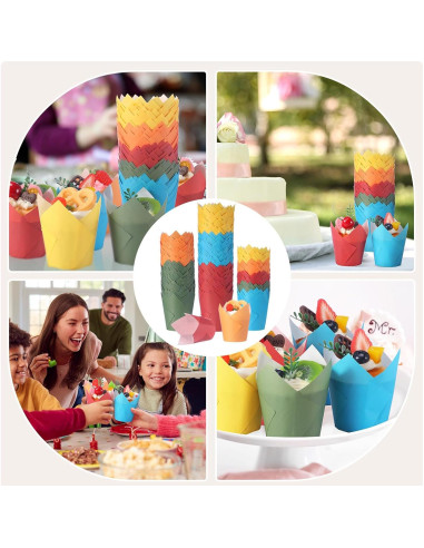 Havawish 500 Forros para Cupcakes Tulipán Coloridos Desechables