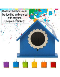 Casa de pájaros de madera Tfwadmx 11.4x11.4x14.2 cm 2