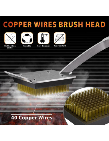 Cepillo y Raspador ENLOY para Parrilla 43 cm Madera Rosa