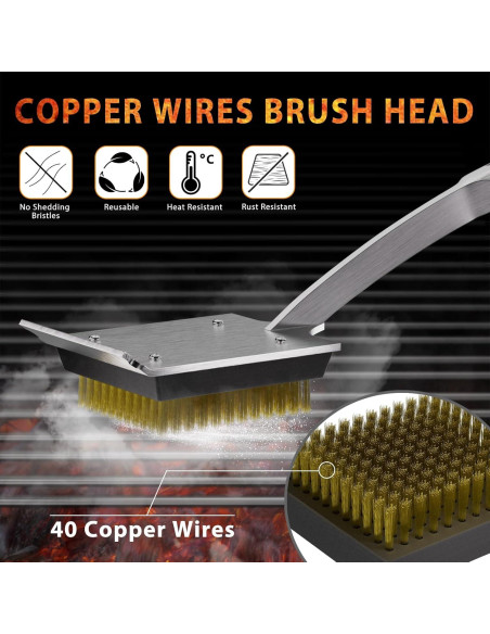 Cepillo y Raspador ENLOY para Parrilla 43 cm Madera Rosa