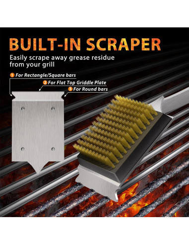 Cepillo y Raspador ENLOY para Parrilla 43 cm Madera Rosa