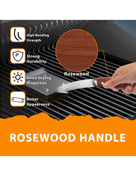 Cepillo y Raspador ENLOY para Parrilla 43 cm Madera Rosa
