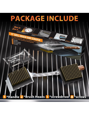 Cepillo y Raspador ENLOY para Parrilla 43 cm Madera Rosa