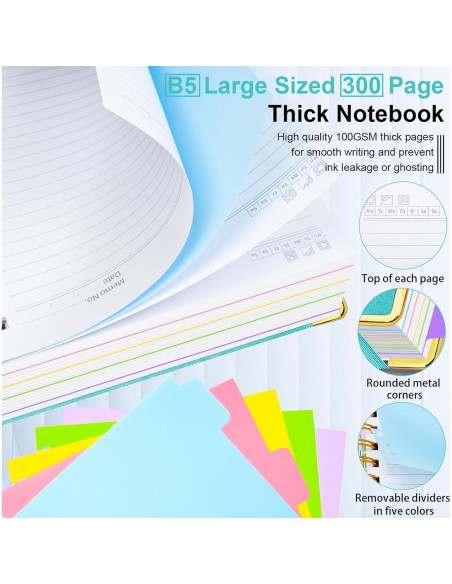 Cuaderno de Espiral Tapa Dura GDGDSY B5 300 Páginas Azul