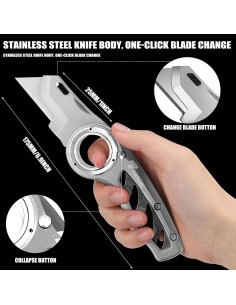 Cuchillo Utilitario Plegable Tondiamo 2 Pcs Aluminio Gris 2