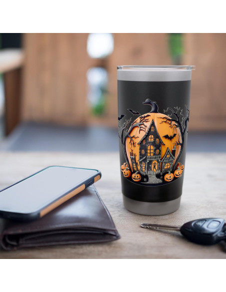 Vaso aislado de acero inoxidable Halloween 20 oz negro