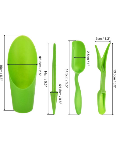 Pala de Jardín MECCANIXITY Verde - Kit de Herramientas para Suculentas