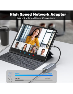 Adaptador Ethernet Lightning Oyiqar a RJ45 100Mbps Gris 2