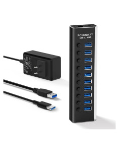 Hub USB 3.1 Rosonway 10 Puertos 10Gbps Alimentado 36W