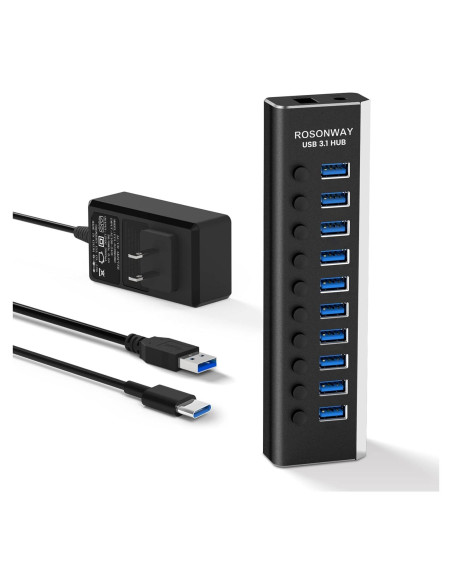 Hub USB 3.1 Rosonway 10 Puertos 10Gbps Alimentado 36W