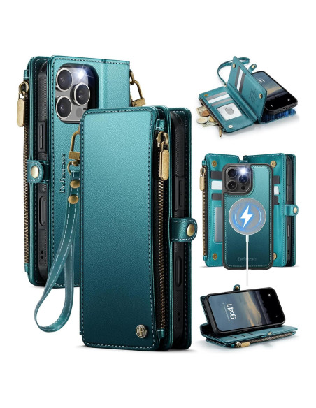 Funda Cartera Magnética Defencase para iPhone 16 Pro Max Verde