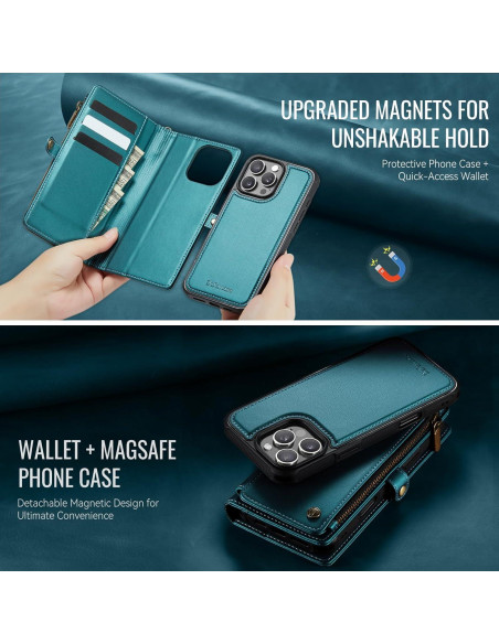 Funda Cartera Magnética Defencase para iPhone 16 Pro Max Verde