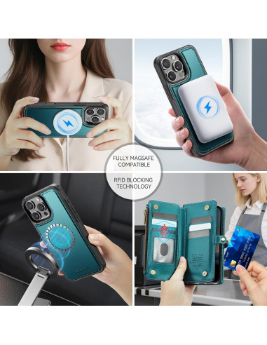 Funda Cartera Magnética Defencase para iPhone 16 Pro Max Verde