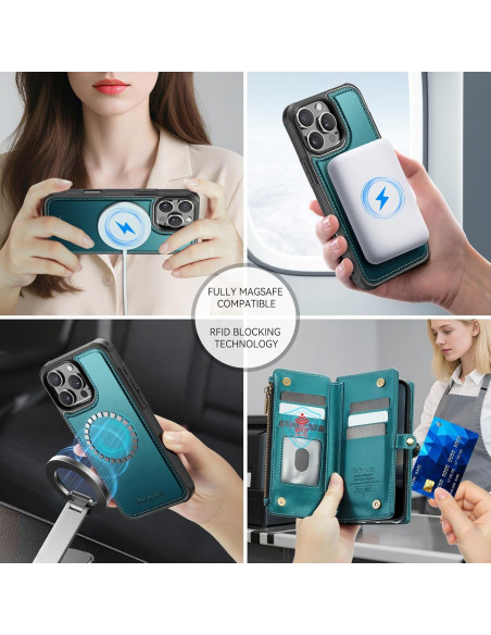 Funda Cartera Magnética Defencase para iPhone 16 Pro Max Verde