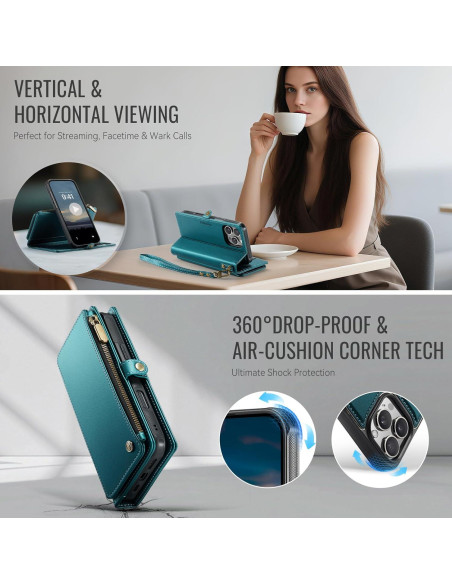 Funda Cartera Magnética Defencase para iPhone 16 Pro Max Verde