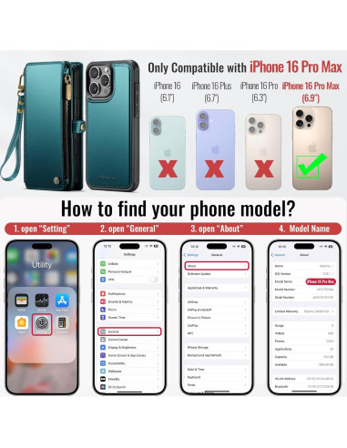 Funda Cartera Magnética Defencase para iPhone 16 Pro Max Verde