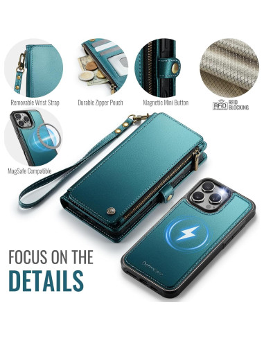 Funda Cartera Magnética Defencase para iPhone 16 Pro Max Verde