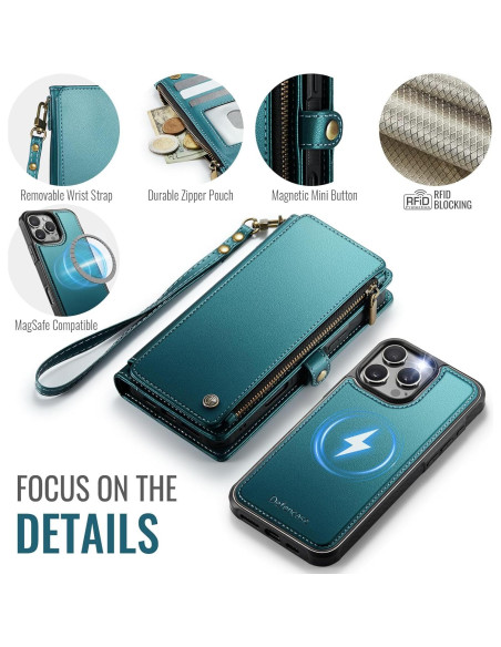 Funda Cartera Magnética Defencase para iPhone 16 Pro Max Verde