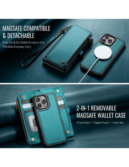 Funda Cartera Magnética Defencase para iPhone 16 Pro Max Verde