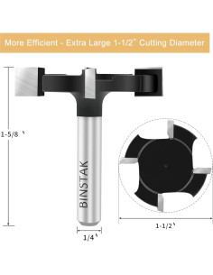 Fresa CNC Aplanadora BINSTAK 1/4" Shank 38mm Diámetro 4 Alas 2