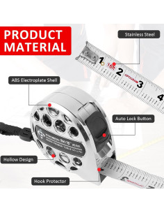 Cinta Métrica Retráctil 5m TMWEFUSC Acero Inoxidable Impermeable 2