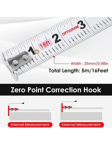 Cinta Métrica Retráctil 5m TMWEFUSC Acero Inoxidable Impermeable