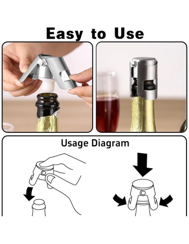 Tapones para Champagne BovcTrraann de Acero Inoxidable - 1 Paquete