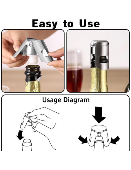 Tapones para Champagne BovcTrraann de Acero Inoxidable - 1 Paquete