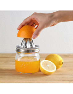 Exprimidor Manual de Limón Acero Inoxidable + Tarros Cristal 473ml 2