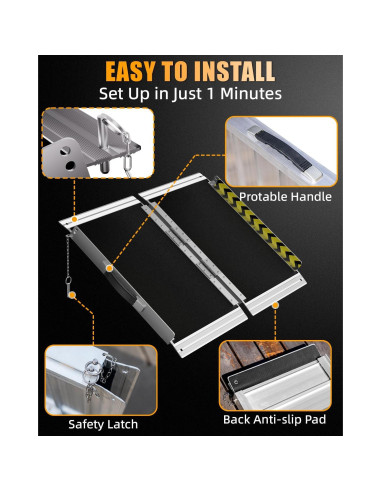 Rampa de Silla de Ruedas Plegable VNN 60.96 cm Antideslizante