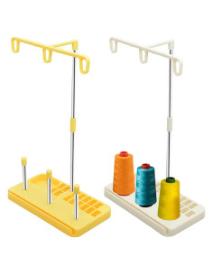 Soporte de Hilo Vuzvuv para 3 Bobinas - Organizador Blanco-Amarillo