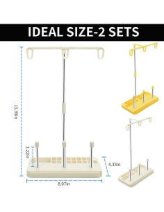 Soporte de Hilo Vuzvuv para 3 Bobinas - Organizador Blanco-Amarillo 2